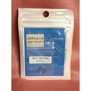 JOFUKIN 18G 8mm Surgical Steel Hinged Hoop Ring‎ Silver Body Jewelry NIP